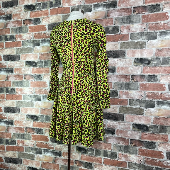 Jawbreaker 80s Punk Disco Cut Out Neon Leopard Green Skater Dress Costume - Picture 6 of 8